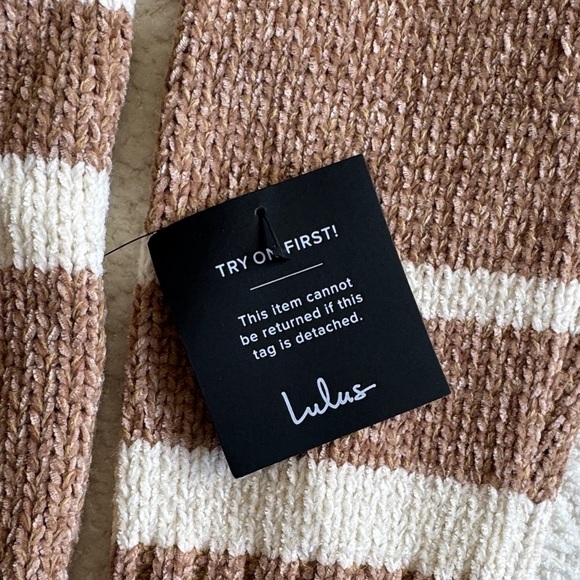 Lulus Casual Attitude Beige Striped Turtleneck Mini Sweater Dress Size XL - Picture 4 of 9